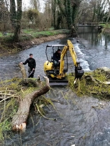 Evacuation arbre tombé dans rivière Dreux