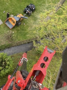 Nacelle élagage arbre vue d'en haut